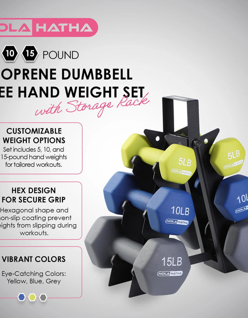 Load image into Gallery viewer, 2, 3, and 5 Pound Neoprene Dumbbell Free Weight Set with Rack
