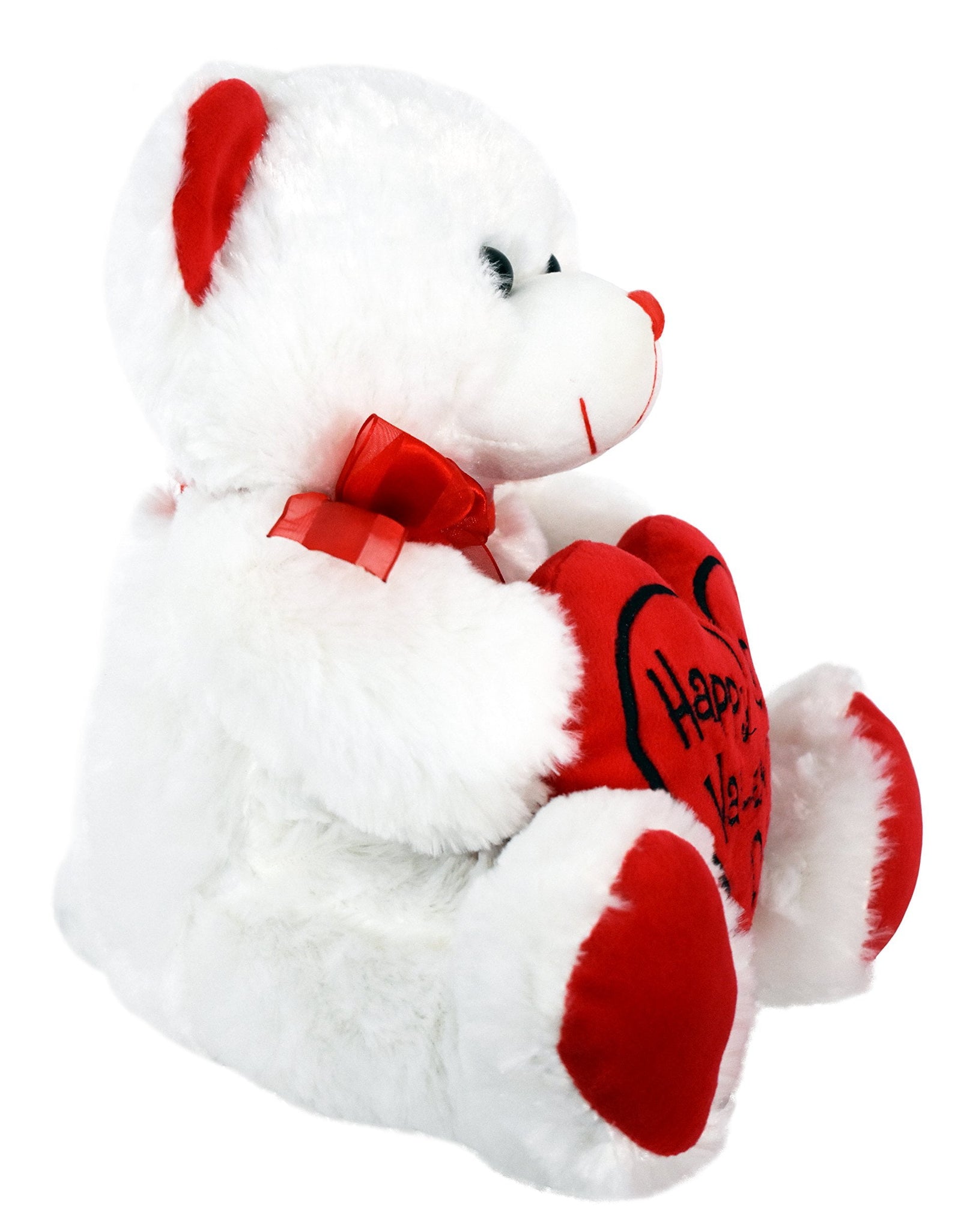 Soft Stuffed Teddy Bear - Happy Valentine'S Day Bear for Girlfriend, Boyfriend, Wife, Husband - White with Red Message