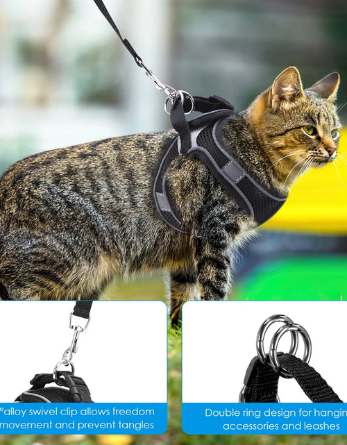 Load image into Gallery viewer, Cat Harness and Leash for Walking, Escape Proof Adjustable Cat Vest Harnesses, Easy Control Breathable Reflective Strips Jacket, Soft Harness for Puppy Small Medium Large Cats, Black(S)
