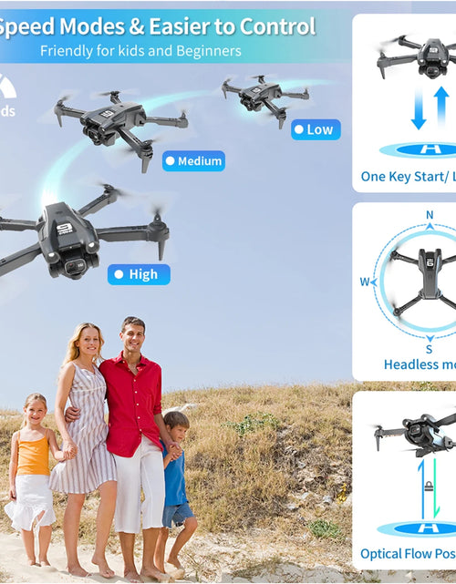 Load image into Gallery viewer, Foldable Drone, 1080P HD FPV Camera Wifi RC Quadcopter, 360° Flip, Waypoint Flight, for Kids Adult and Beginners Black，2 Batteries
