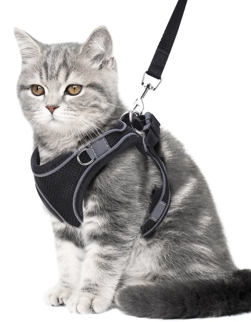 Load image into Gallery viewer, Cat Harness and Leash for Walking, Escape Proof Adjustable Cat Vest Harnesses, Easy Control Breathable Reflective Strips Jacket, Soft Harness for Puppy Small Medium Large Cats, Black(S)
