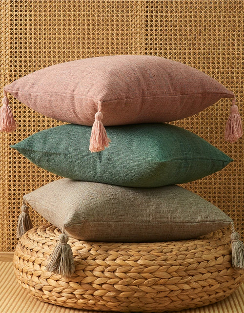 Load image into Gallery viewer, Linen Pilllow Cover with Tassels Soft Cushion Cover for Living Room Pillowcase 45*45 Decorative Pillows Nordic Home Decor
