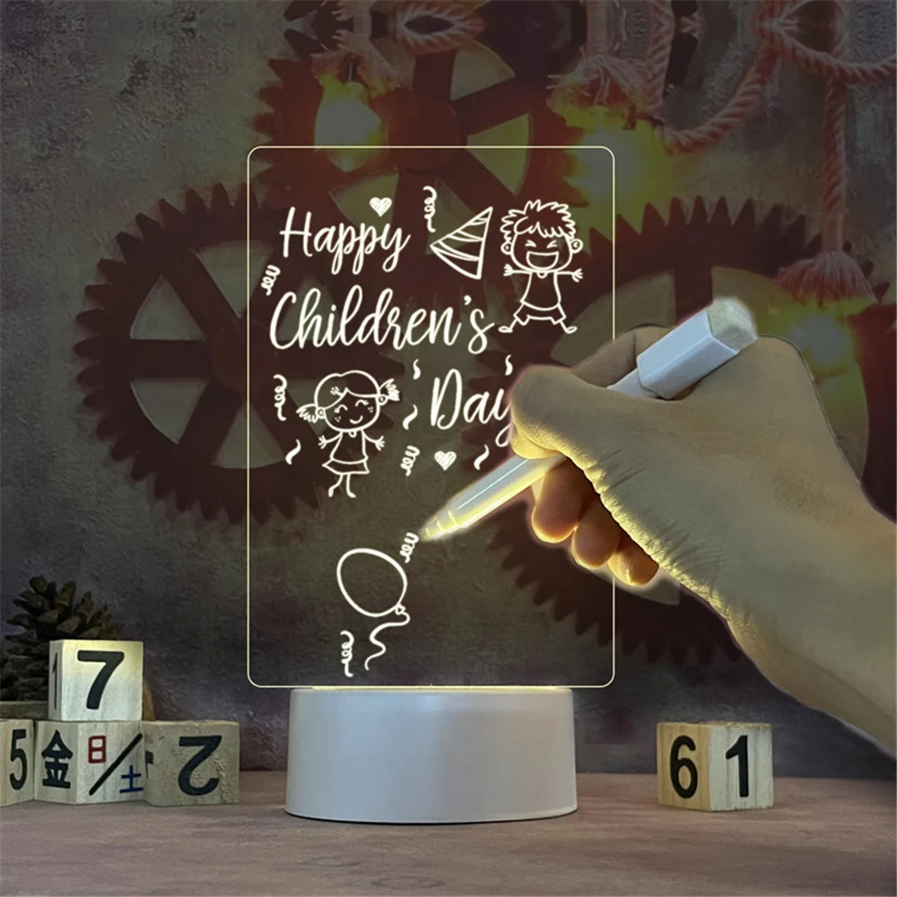 Transparent Message Board Night Light Glowing Memo Acrylic LED Ambient Lights Daily Moment Note Board Erasable Room Decor Gift