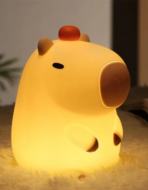 Load image into Gallery viewer, Silicone Capybara Night Lights Portable USB Rechargeable Animal Touch Control Lamp with Timing Function for Home Bedroom Decor
