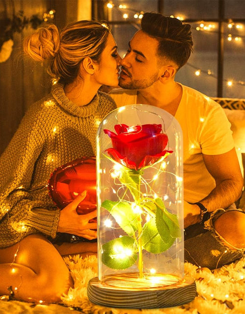 Load image into Gallery viewer, Glass Rose Red Rose Wooden,Rose, Best Gift for Mom,Red Rose with Light Enchanted Rose in Glass Dome, Girlfriend, Wife, Never Fade Rose for Mother&#39;S Day, Anniversary, Birthday, Valentine&#39;S Day.
