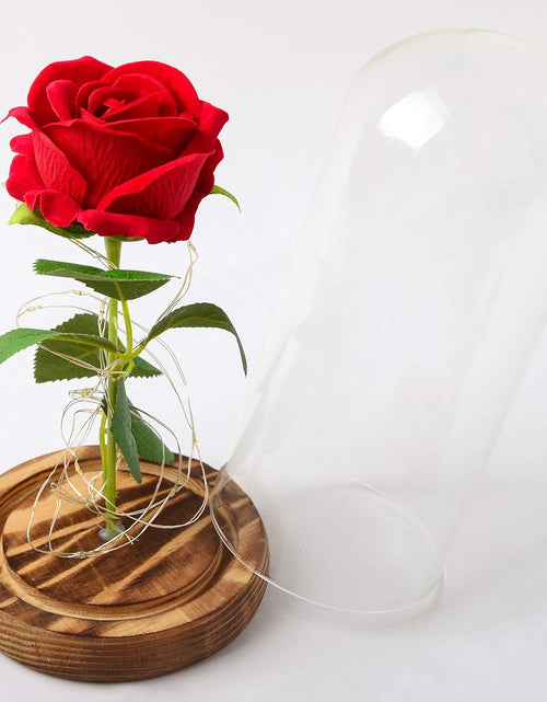 Load image into Gallery viewer, Glass Rose Red Rose Wooden,Rose, Best Gift for Mom,Red Rose with Light Enchanted Rose in Glass Dome, Girlfriend, Wife, Never Fade Rose for Mother&#39;S Day, Anniversary, Birthday, Valentine&#39;S Day.
