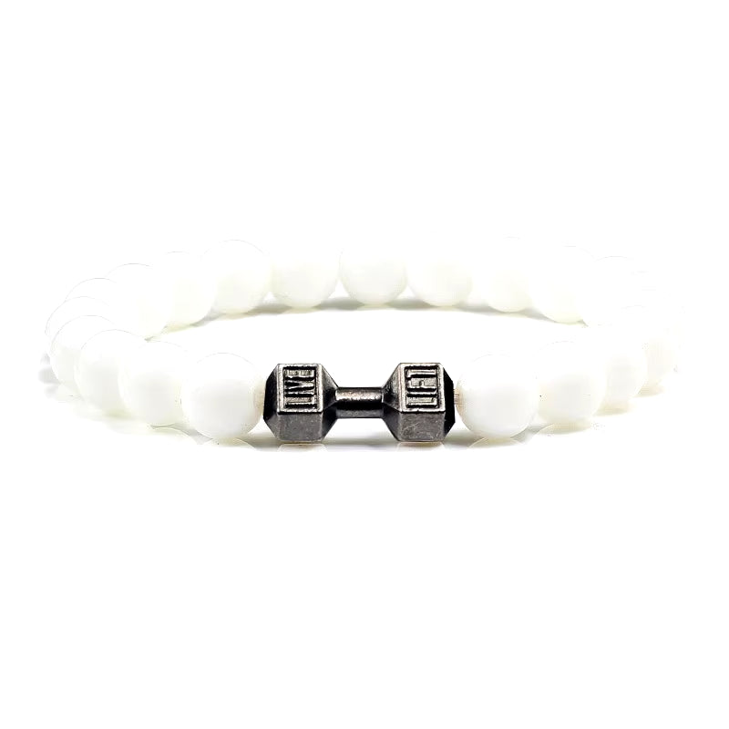 Gym Dumbbells Beads Bracelet Natural Stone Barbell Energy Weights Bracelets for Women Men Couple Pulsera Wristband Jewelry Gift