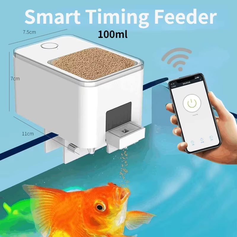 Automatic Aquarium Fish Tank Feeder Timing/Wifi Wireless Smart Phone App Intelligent Speaker Voice Remote Control Fish Feeding