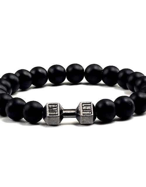 Load image into Gallery viewer, Gym Dumbbells Beads Bracelet Natural Stone Barbell Energy Weights Bracelets for Women Men Couple Pulsera Wristband Jewelry Gift
