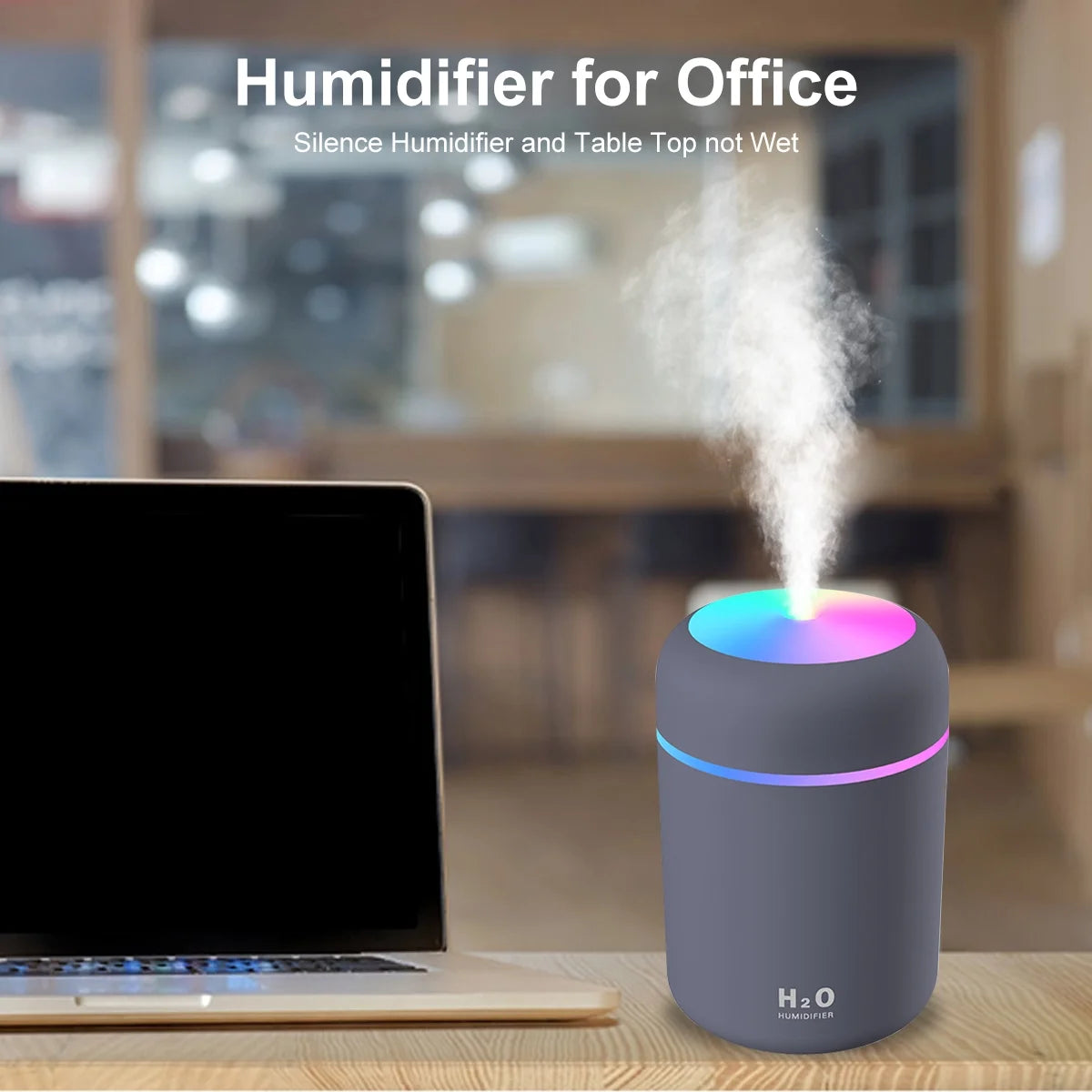 Colorful Cool Mini Humidifier, USB Personal Desktop Humidifier for Car, Office Room, Bedroom,Etc. Auto Shut-Off, 2 Mist Modes, Super Quiet. (White)