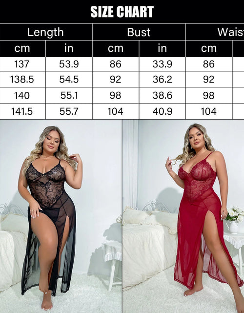 Load image into Gallery viewer, Lingerie for Women plus Size，  Babydoll Womens Lingerie Set， Sleeveless Chemise Nightwear Size in XL 2XL 3XL 4XL, Wine Red
