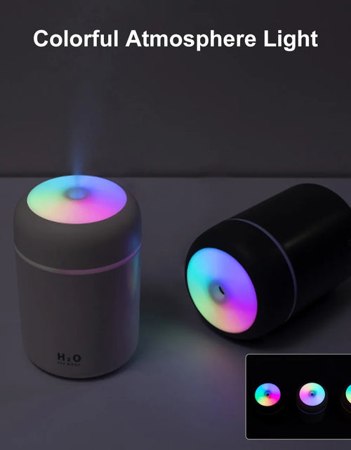 Load image into Gallery viewer, Colorful Cool Mini Humidifier, USB Personal Desktop Humidifier for Car, Office Room, Bedroom,Etc. Auto Shut-Off, 2 Mist Modes, Super Quiet. (White)
