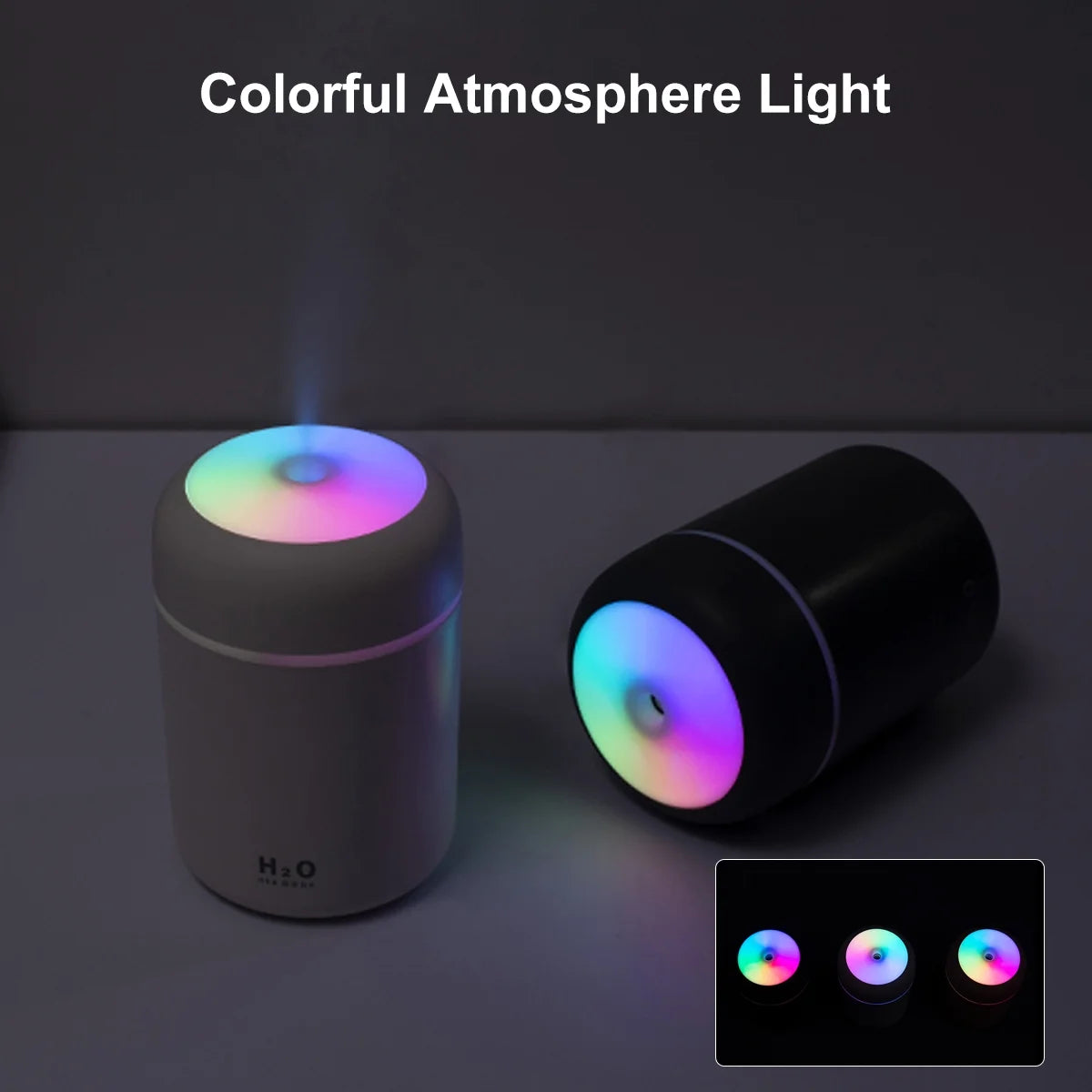 Colorful Cool Mini Humidifier, USB Personal Desktop Humidifier for Car, Office Room, Bedroom,Etc. Auto Shut-Off, 2 Mist Modes, Super Quiet. (White)