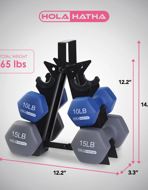 Load image into Gallery viewer, 2, 3, and 5 Pound Neoprene Dumbbell Free Weight Set with Rack
