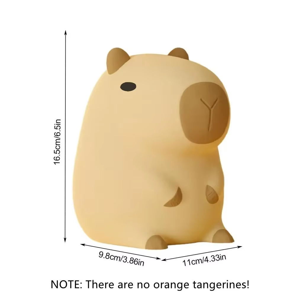 Silicone Capybara Night Lights Portable USB Rechargeable Animal Touch Control Lamp with Timing Function for Home Bedroom Decor