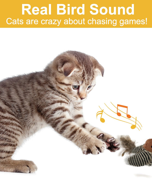 Load image into Gallery viewer, Interactive Electronic Cat Toy, Automatic Chirping Bird Toy Squeaky with Feather Tail, Melody Chaser Toy for Cats to Play Alone, Play and Squeak Kitten Toy for Boredom
